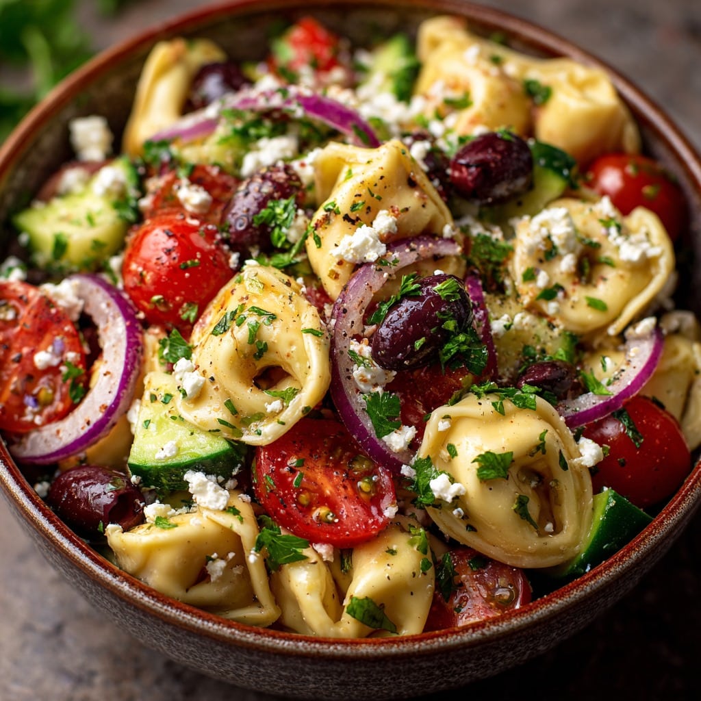 Greek Tortellini Pasta Salad Recipe – Easy, Fresh & Flavorful Mediterranean Recipe