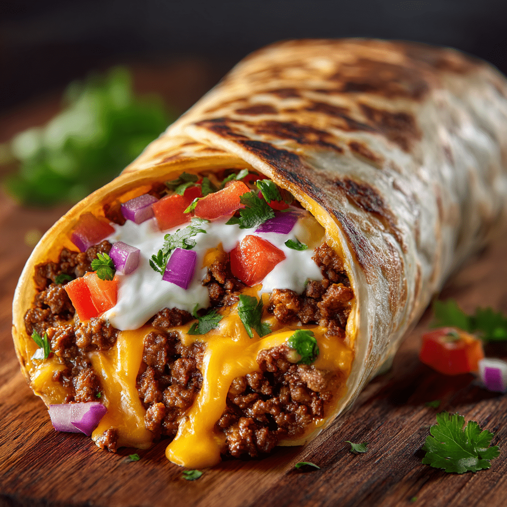 Taco Bell Inspired Beefy Melt Burrito