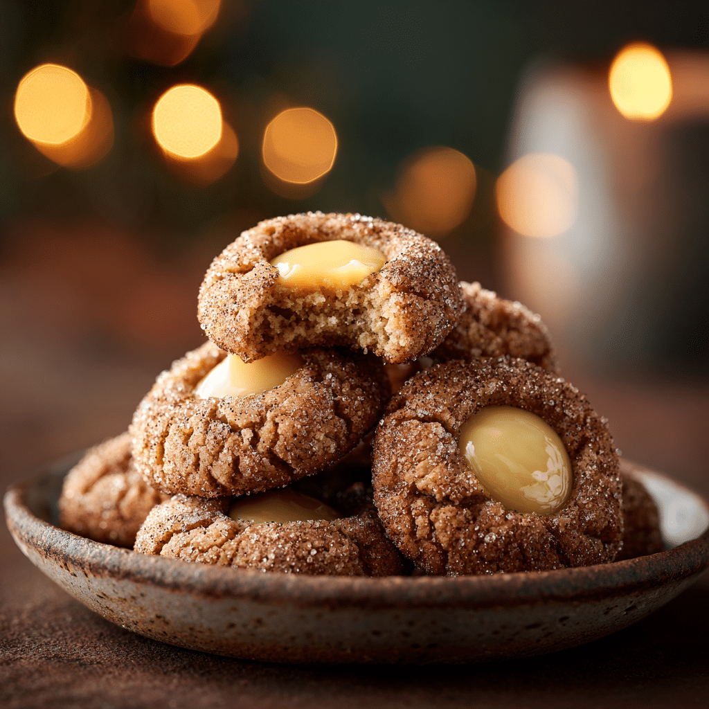 Eggnog Snickerdoodle Thumbprint Cookies